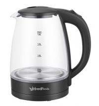 Миниатюра: Чайник эл. 1,8л 1800Вт,стекл.корпус,диск,подсветка,а/о при закипании и без воды,черный