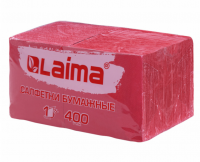 Миниатюра: Салфетки бумажные 400 штук 24х24 см Big Pack красные, 100% целлюлоза, LAIMA