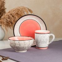 Миниатюра: Набор посуды 3пр. Алладин керамика,розовый (салатник 700мл,тарелка 20см,кружка 350мл)