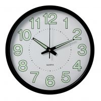 Миниатюра: Часы настенные круг д30см плавный ход,корпус черный Светящиеся