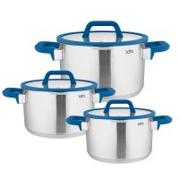 Миниатюра: Набор кастрюль нерж. 6пр. (2,0л., 3,5л.,6,2л.) Lara Сапфир