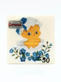 Миниатюра: Салфетки бумажные ГАРМОНИЯ ЦВЕТА Цыпленок, 1 слой, 24*24 см, 50 штук