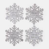 Миниатюра: Новогодний декор д/столовых приборов «Снежинка», 4 шт, цв. серебро 6,5*7,5 см, 100% п/э, фетр