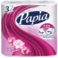 Миниатюра: Туалетная бумага PAPIA 3сл.4рулона белая с ароматом Таинственный сад