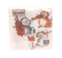 Миниатюра: Салфетки бумажные 1 слой, 24*24 см, 50 штук ГАРМОНИЯ ЦВЕТА Коты