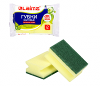 Миниатюра: Губки для посуды 9,6х6,4х4см КОМПЛЕКТ 2шт MAXI поролон с абразивным слоем профиль LAIMA