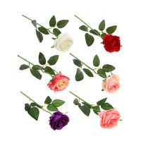 Миниатюра: Цветок искусственный в виде открытой розы, 52 см, пластик, 6 цветов