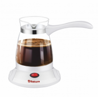Миниатюра: Турка эл. 600Вт 0,5л.не нагрев.ручка,защита от включ.без воды,стекл.колба