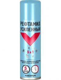 Миниатюра: Аэрозоль 150мл Рефтамид Экстра макс. усил. 5в1 антимошка/антикомар/антиклещ/антислеп/антимокр.