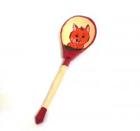 Миниатюра: Ложка дерев. полубаская столовая,сувенирная роспись Лисичка