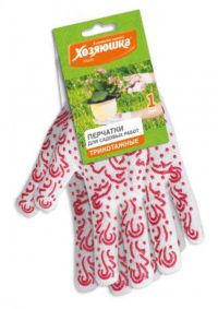 Миниатюра: Перчатки для работ в саду Хозяюшка трикотаж.с дизайн напылением ПВХ red