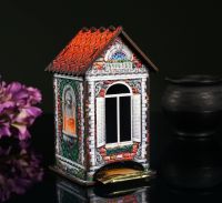 Миниатюра: Чайный домик фанера Дом из красного кирпича, 9,8*9,8*17,4 см