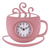 Миниатюра: Часы настенные круг д31,5*30,5см плавный ход,Чашка с дымком,розовый Классика