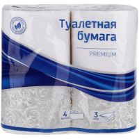 Миниатюра: Туалетная бумага OfficeClean Premium 3-слойная, 4шт., тиснение, белая