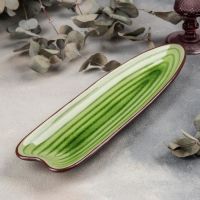 Миниатюра: Блюдо керамика сервировочное Таллула 36*9,5*3 см, цвет зеленый