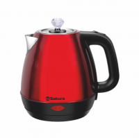 Миниатюра: Чайник эл. 2л 1800Вт,нерж.корпус,диск,а/о при закипании и без воды,красный/черный