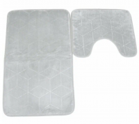 Миниатюра: Набор ковриков д/ванной 2шт 50*80см+40*50см Diamant микрофибра светло-серый Blabar