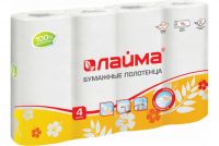 Миниатюра: Полотенца бумажные 2сл. 4рулона (4х18 м), LAIMA, 22х23см, белые, 128725