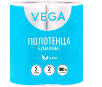 Миниатюра: Полотенца бумажные в рулонах Vega,2-слойные,12м/рул.,белые,2шт/12