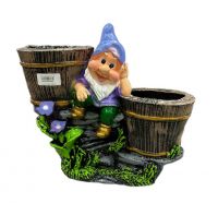 Миниатюра: Садовая фигурка из гипса Гном с горшками