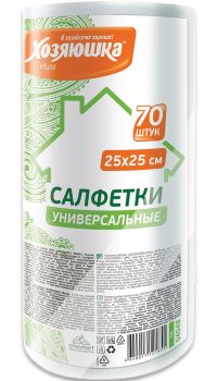 Миниатюра: Салфетка д/уборки 70шт 25*25см рулон,универсал. Хозяюшка