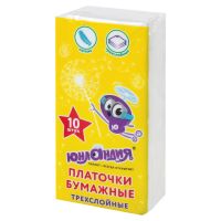 Миниатюра: Платки носовые (1 штука) ЮНЛАНДИЯ, 3-х слойные, 20х20 см