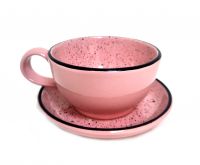 Миниатюра: Чайная пара 200мл Агнес, розовая, керамика