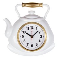 Миниатюра: Часы настенные чайник 27*28,5см корпус белый с золотом Классика