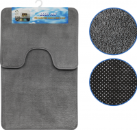 Миниатюра: Набор ковриков 2шт Софт д/ванны и туалета 50*80+50*40см темно-серый
