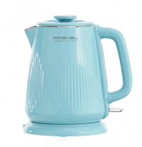 Миниатюра: Чайник эл. 1,8л.,1800Вт,диск,двойные стенки,нерж сталь/пластик,а/о при закипание и без,голубой