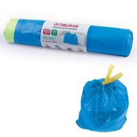 Миниатюра: Мешки д/мусора 120л. завязки, синие 10шт. в рулоне ПВД 35мкм прочные 70*110см ЛАЙМА