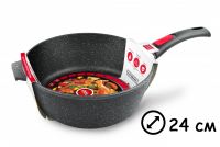 Миниатюра: Сотейник 24см лит. ал. а/п высокий Каменная Чёрный гранит с/р Нева металл