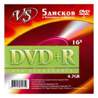 Миниатюра: *Диск DVD+R VS 4.7 Gb 16х (конверт) уп.5шт