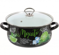 Миниатюра: Кастрюля эм. 4л сфер.Мохито(черная)