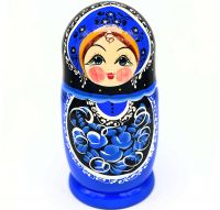 Миниатюра: Матрешка 7 кукольная Гжель черная