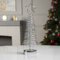 Миниатюра: Елочка светодиодная фигура, 8*30*8 см, металл, батарейки АААх3 (не в компл.), свеч.белое