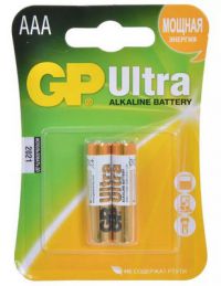 Миниатюра: Батарейка ААА GP LR03 ULTRA Alkaline 24AU-2CR2 2шт в блистере